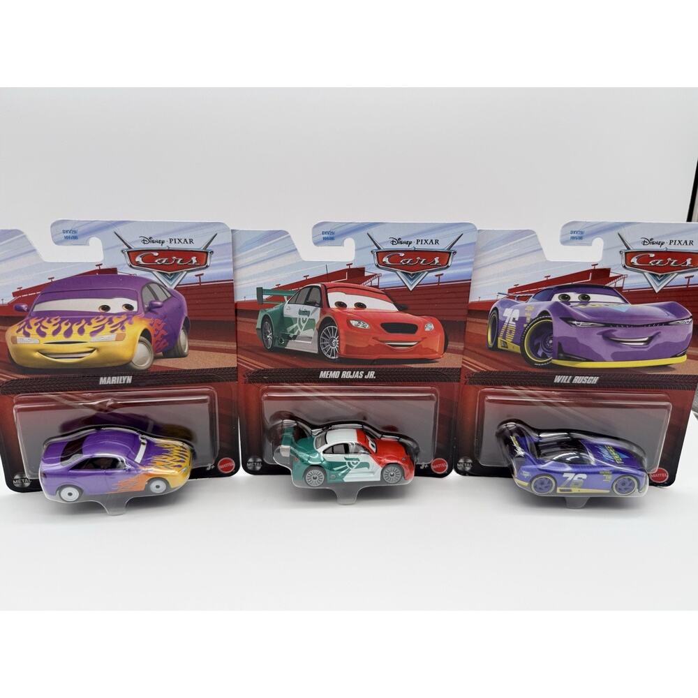 2021 Disney Pixar Cars Memo Rojas JR, Will Rusch, & Marilyn DXV29/HHV86 Lot 3